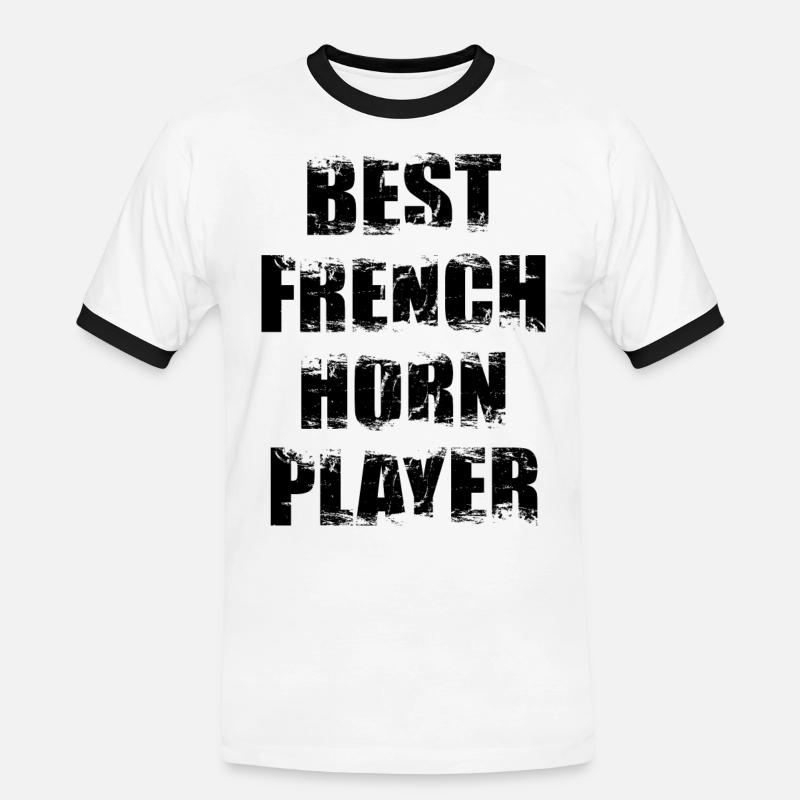 French horn player - Men's Ringer Shirt - white/black