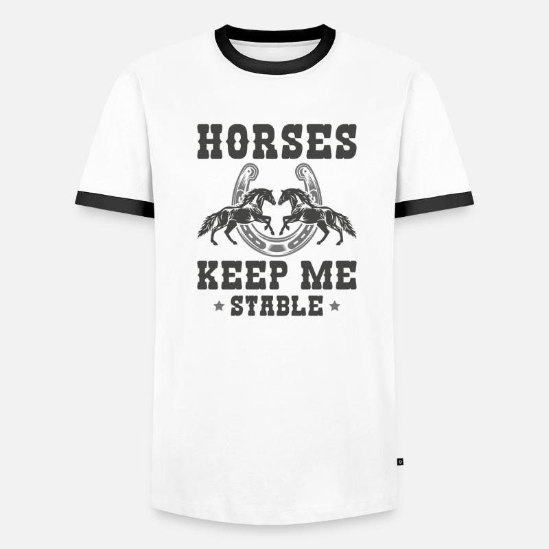 Horses Keep Me Stable - Men's Ringer Shirt - white/black