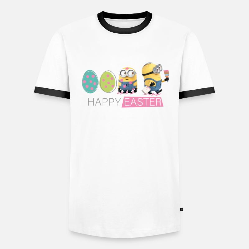 Minions With Easter Eggs Happy Easter - Men's Ringer Shirt - white/black
