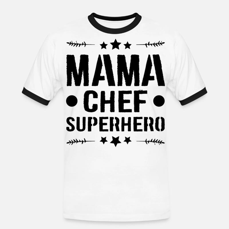 Mama Chef Superheld Mutter - Männer Kontrast-T-Shirt - Weiß/Schwarz