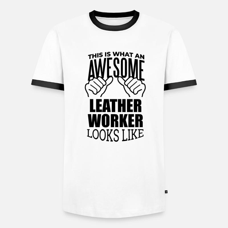Lederarbeiter - Männer Kontrast-T-Shirt - Weiß/Schwarz