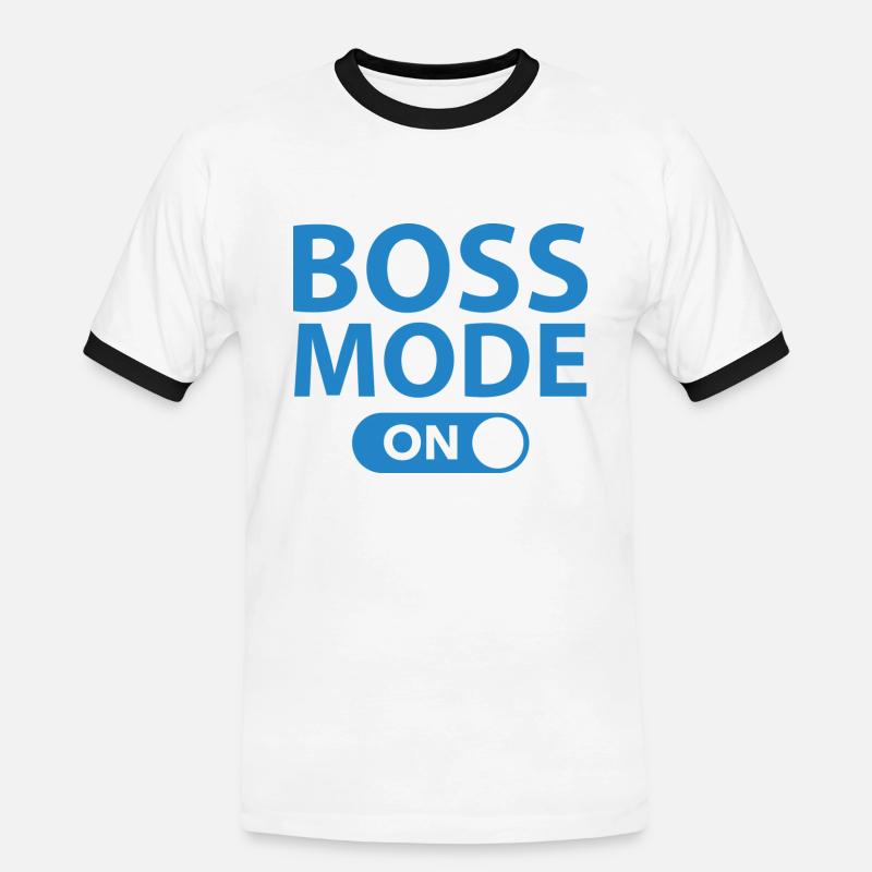 Boss-Modus ein - Männer Kontrast-T-Shirt - Weiß/Schwarz