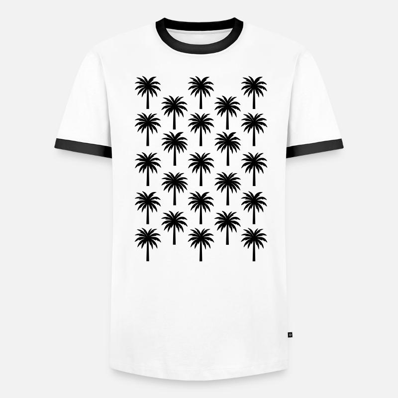 Palm Tree Pattern Black Palm Tree - Men's Ringer Shirt - white/black