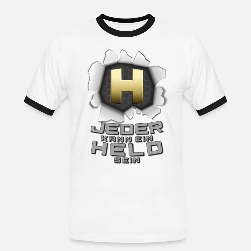Jeder kann ein Held sein - Männer Kontrast-T-Shirt - Weiß/Schwarz