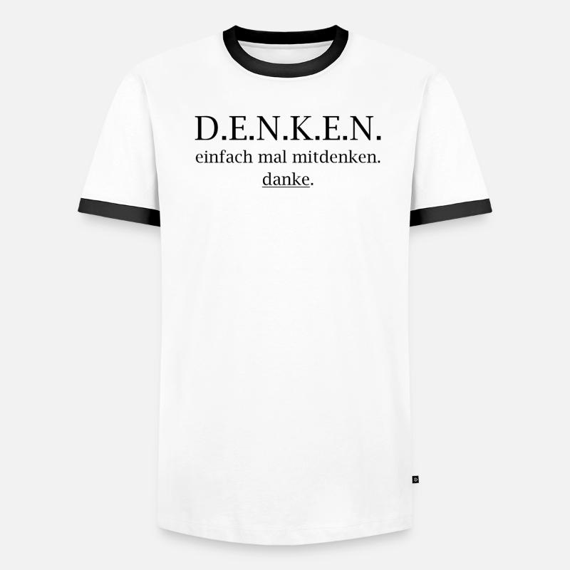 denken! einfach mal mitdenken. danke. - Männer Kontrast-T-Shirt - Weiß/Schwarz