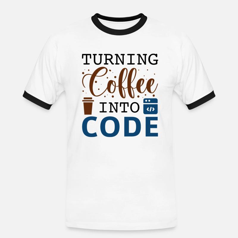 Turning Coffee Into Code - Men's Ringer Shirt - white/black