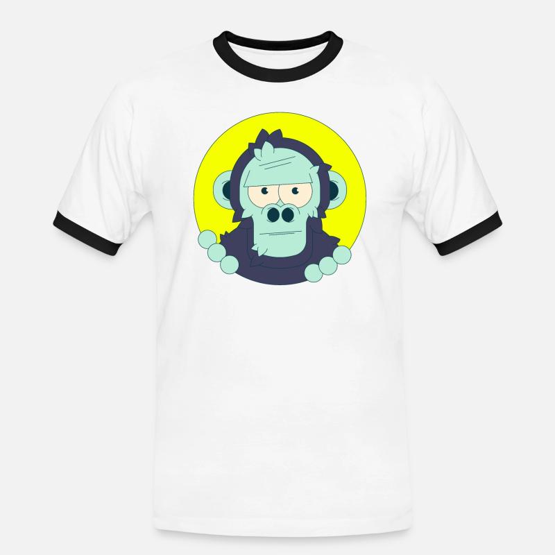 Crumpy Monkey - Männer Kontrast-T-Shirt - Weiß/Schwarz