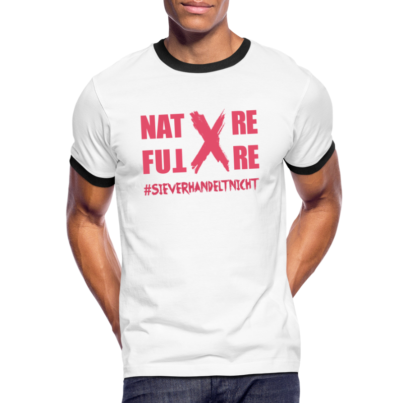 Nature-X-Future #SieVerhandeltNicht - Schrift pink - Männer Kontrast-T-Shirt