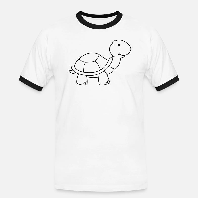schildkröte - Männer Kontrast-T-Shirt - Weiß/Schwarz