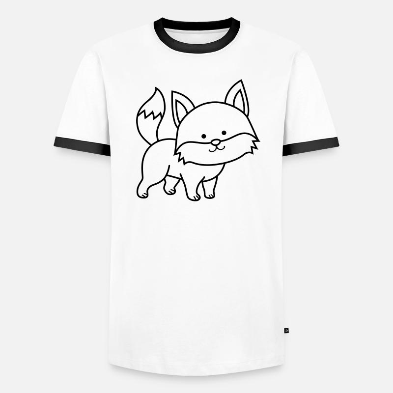 fuchs - Männer Kontrast-T-Shirt - Weiß/Schwarz