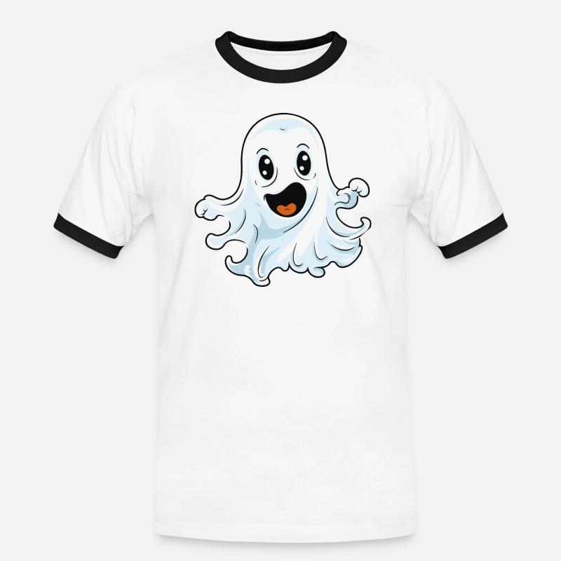 ghost comic - Männer Kontrast-T-Shirt - Weiß/Schwarz