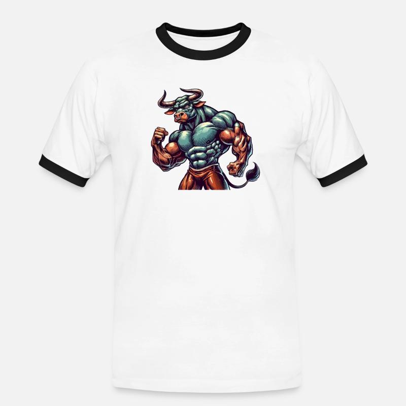 Taurus Bodybuilder - Men's Ringer Shirt - white/black