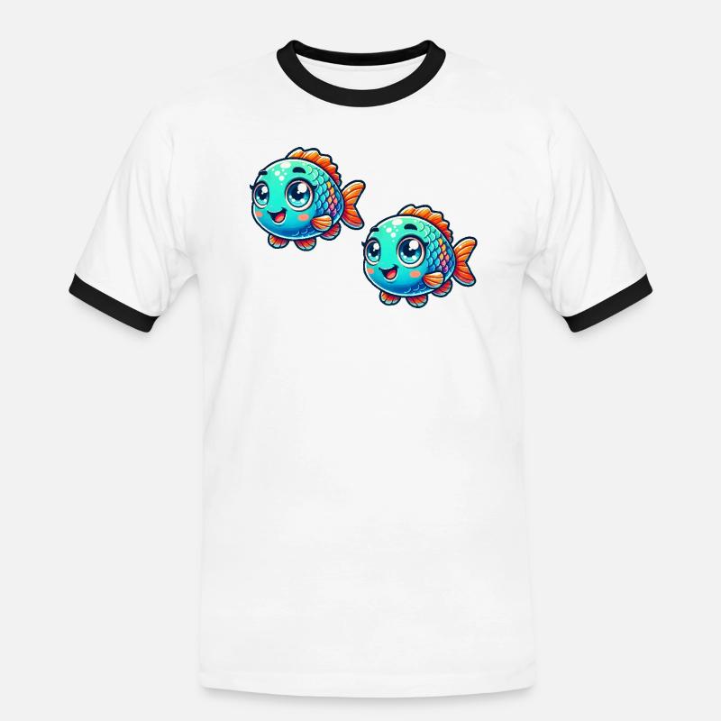 fisch comic 2 - Männer Kontrast-T-Shirt - Weiß/Schwarz