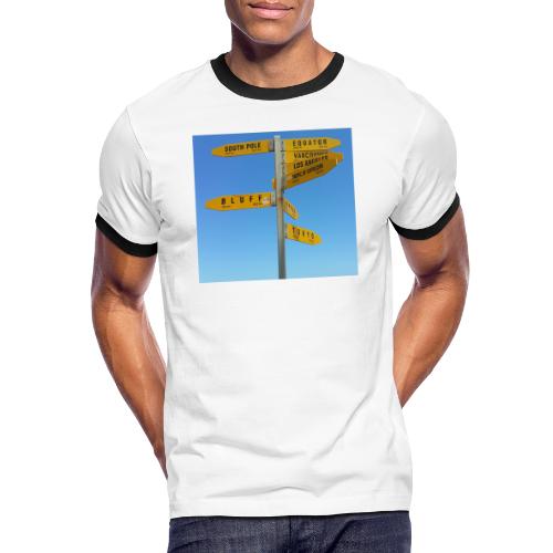 Wegweiser Cape Reinga Neuseeland Südpol Äquator - Männer Kontrast-T-Shirt