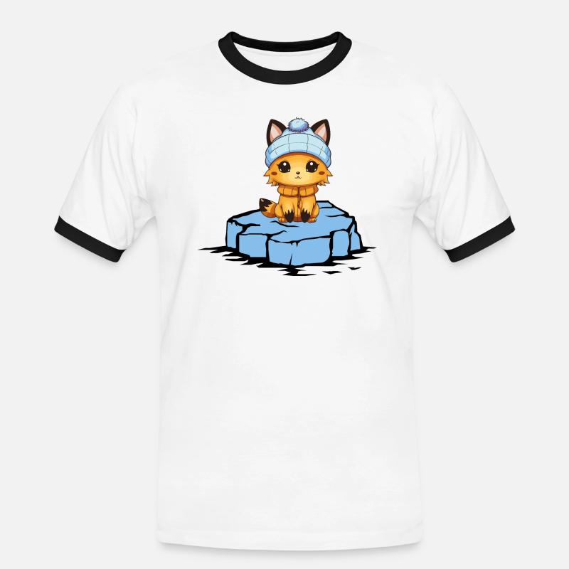 Fuchs Eisscholle - Männer Kontrast-T-Shirt - Weiß/Schwarz