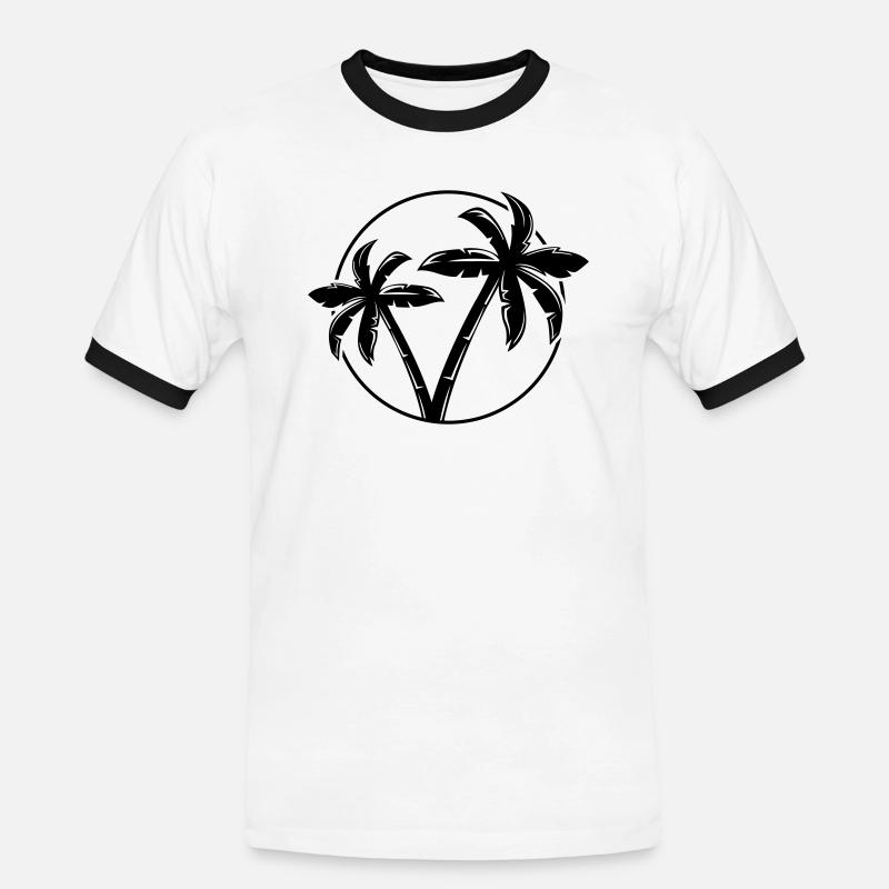 Palm Tree Silhouette Circle - Men's Ringer Shirt - white/black