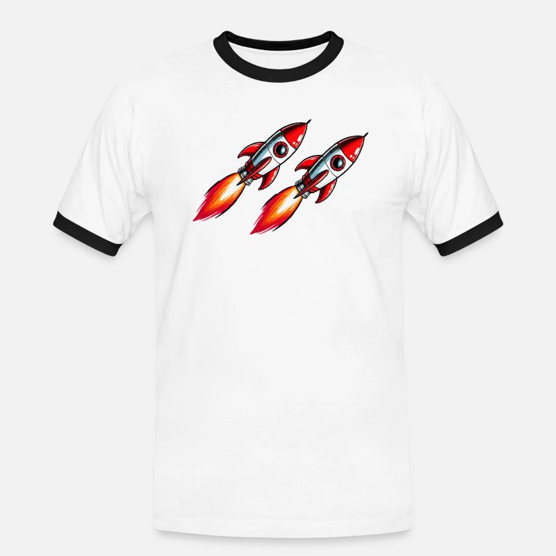 Rocket Comic - Men's Ringer Shirt - white/black