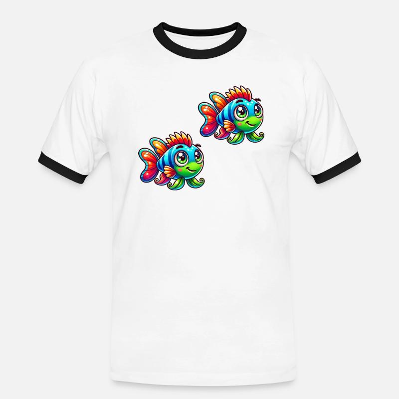 Fish Comic 2 - Men's Ringer Shirt - white/black