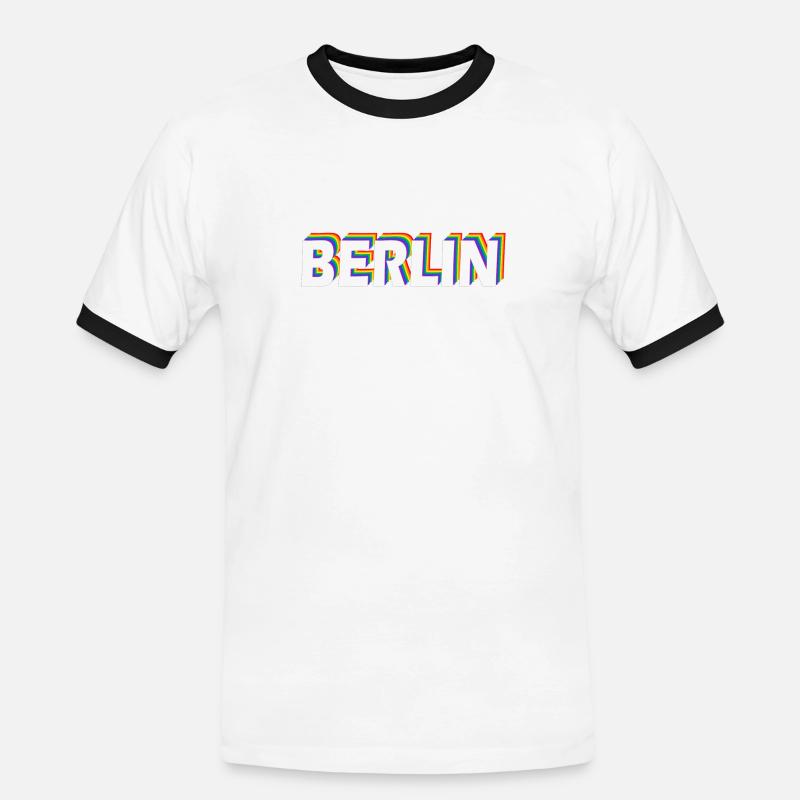 Berlin CSD Regenbogen Pride - Männer Kontrast-T-Shirt - Weiß/Schwarz