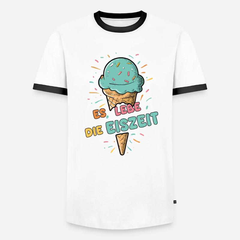 Es lebe die Eiszeit - Eiskugel - Männer Kontrast-T-Shirt - Weiß/Schwarz