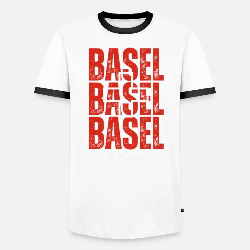 Basel Schweiz, ein Souvenir von Basel - Männer Kontrast-T-Shirt - Weiß/Schwarz