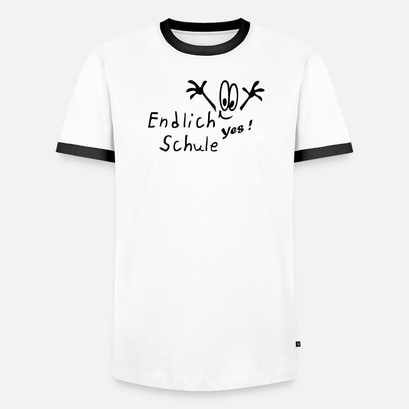 Schule, Schulanfang, Einschulung, Comic - Männer Kontrast-T-Shirt - Weiß/Schwarz