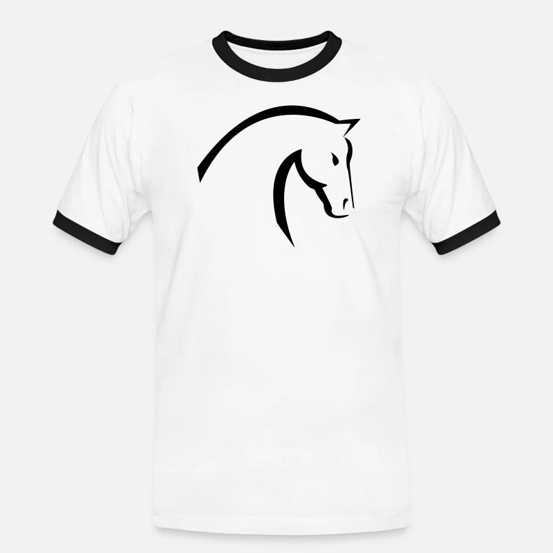Pferd - Männer Kontrast-T-Shirt - Weiß/Schwarz