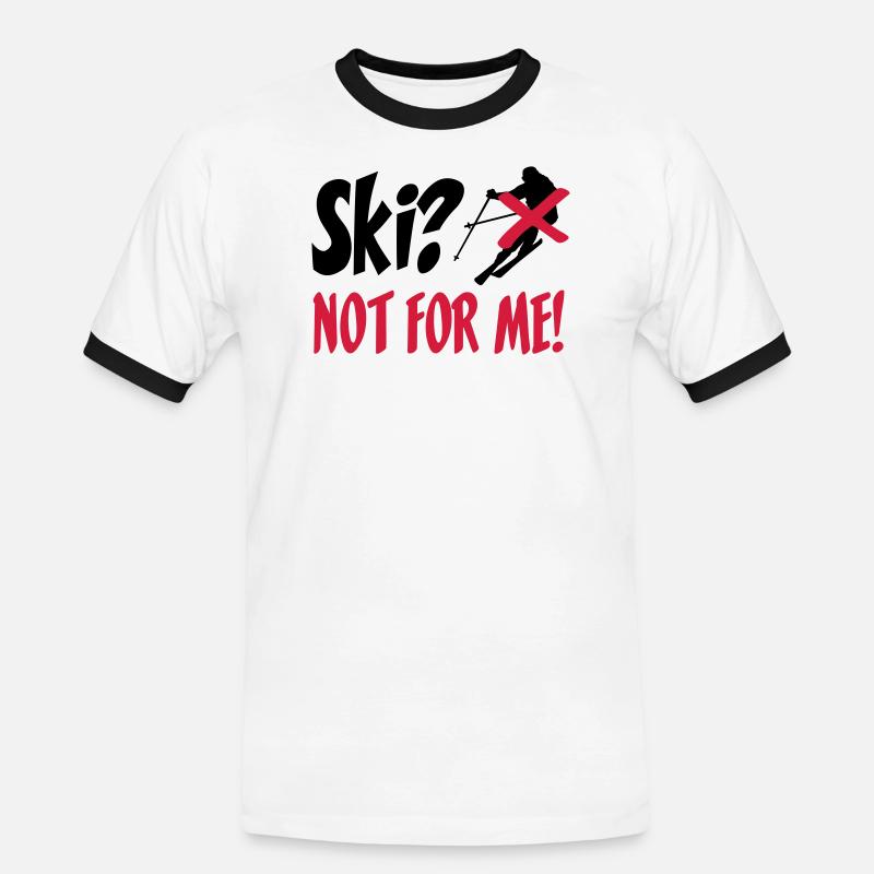 I hate Ski - Männer Kontrast-T-Shirt - Weiß/Schwarz