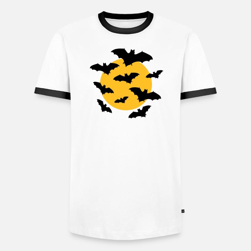 Fledermäuse & Mond - Männer Kontrast-T-Shirt - Weiß/Schwarz