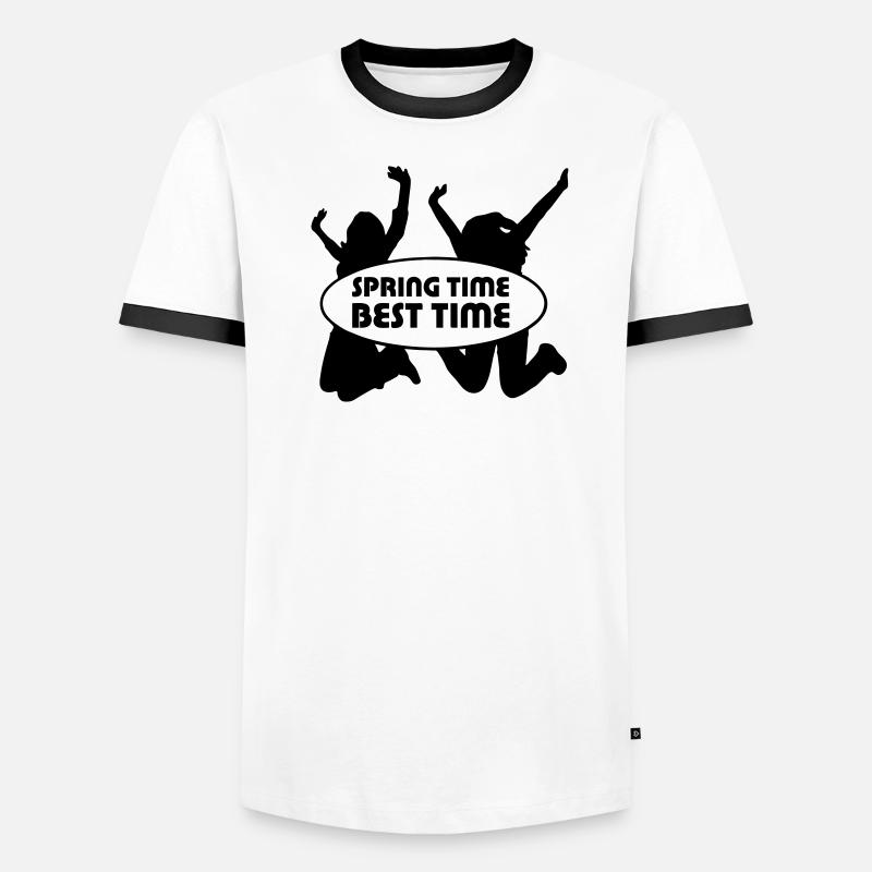 Spring Time Frühling Fun Freunde Geschenk - Männer Kontrast-T-Shirt - Weiß/Schwarz