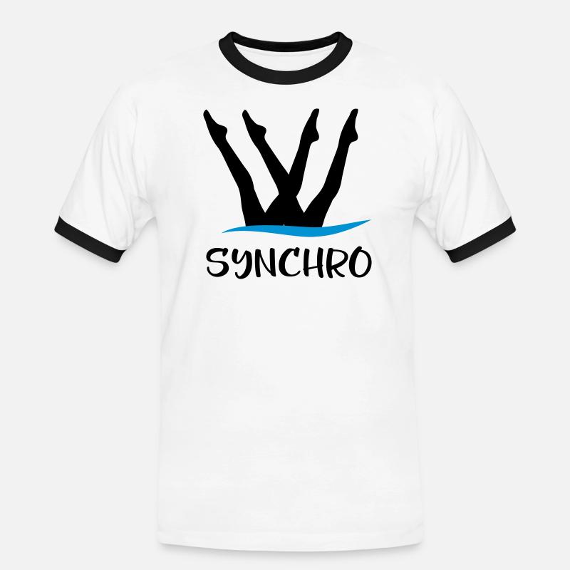 Synchronschwimmen - Männer Kontrast-T-Shirt - Weiß/Schwarz