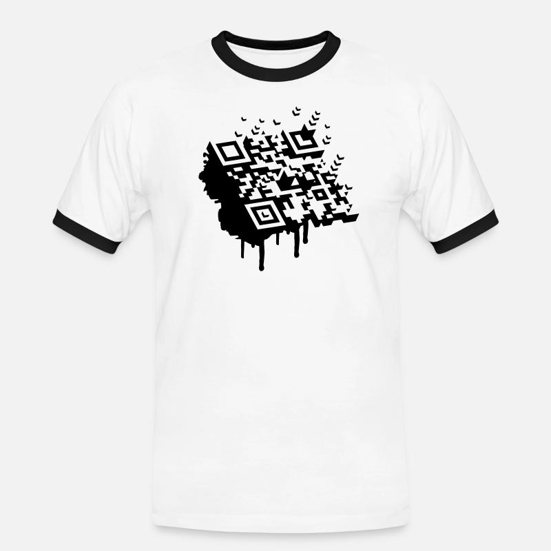 3D Barcode als Graffiti - Männer Kontrast-T-Shirt - Weiß/Schwarz