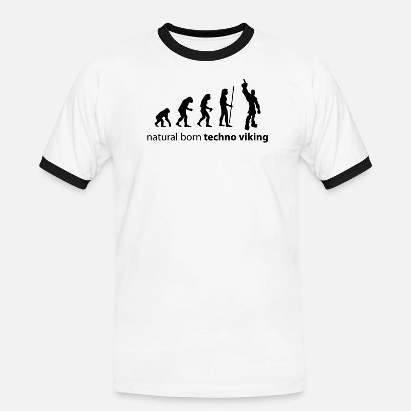 evolution_techno_viking - Männer Kontrast-T-Shirt - Weiß/Schwarz