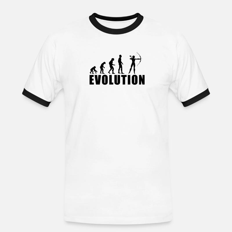 EVOLUTION BOGENSCHIESSEN Geschenk - Männer Kontrast-T-Shirt - Weiß/Schwarz