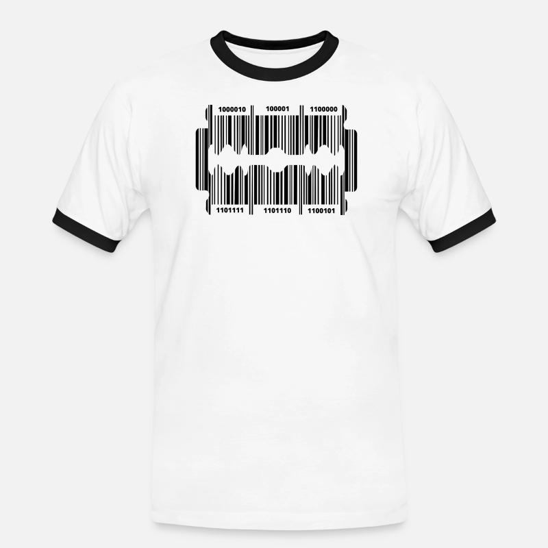 Rasierklinge mit geheim Code - Männer Kontrast-T-Shirt - Weiß/Schwarz