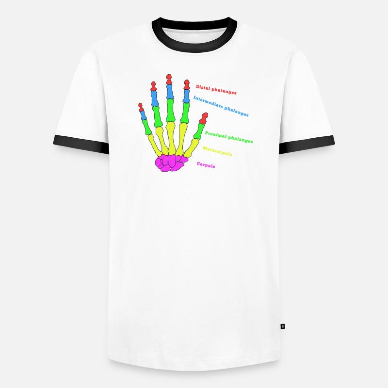 Hand Knochen Anatomie Mensch Evolution Physio - Männer Kontrast-T-Shirt - Weiß/Schwarz
