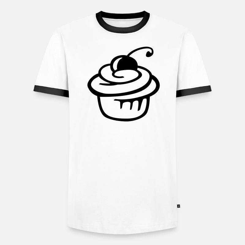 Cupcake Kirsche – Süßer Kuchen & Partyspaß - Männer Kontrast-T-Shirt - Weiß/Schwarz