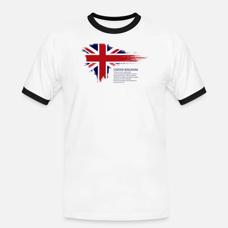 Brushstroke Union Jack Flag - Men's Ringer Shirt - white/black