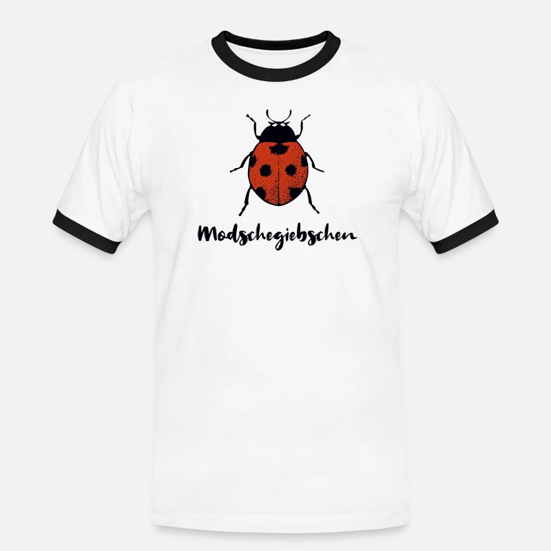 Modschegiebchen Marienkäfer Sächsisch Geschenk - Männer Kontrast-T-Shirt - Weiß/Schwarz