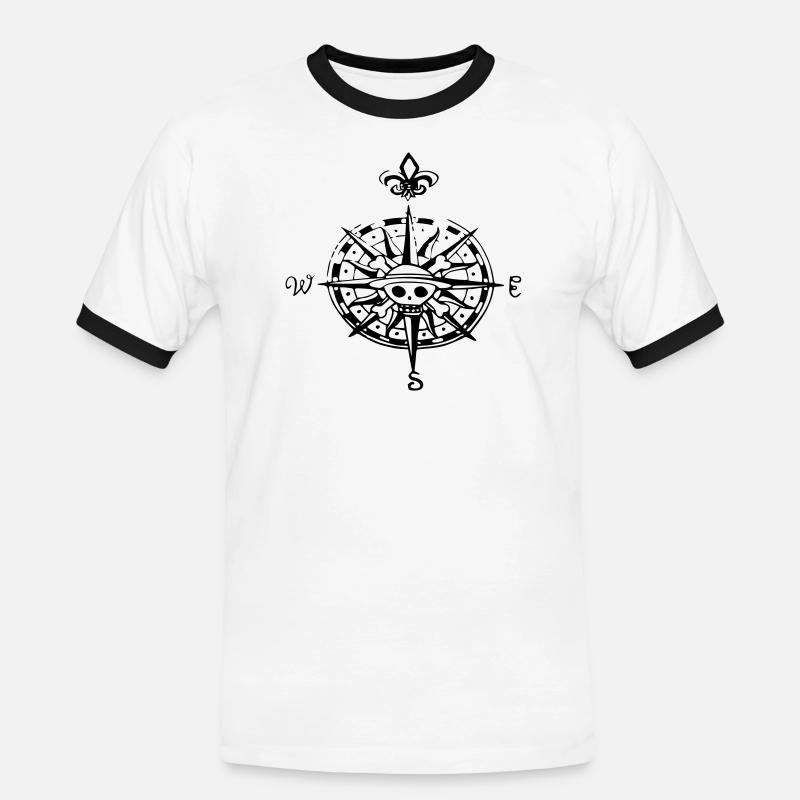 op compas Kompass - Männer Kontrast-T-Shirt - Weiß/Schwarz