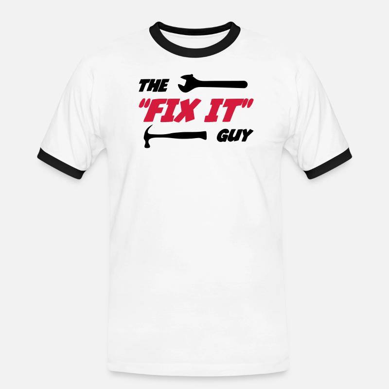 Der "Fix it" Guy 🔨 - Männer Kontrast-T-Shirt - Weiß/Schwarz