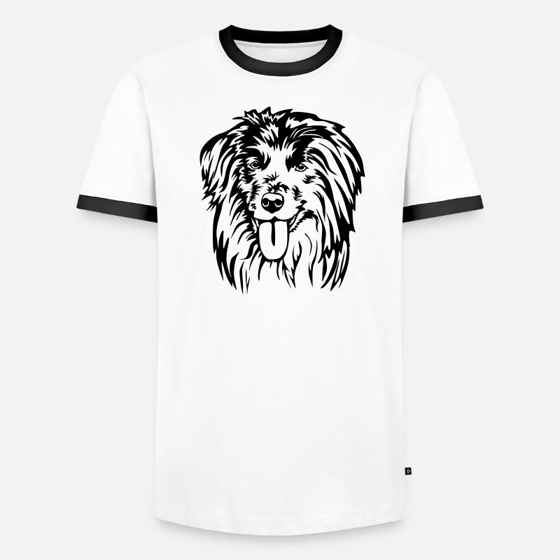 Berger des Pyrénées Kopf - Männer Kontrast-T-Shirt - Weiß/Schwarz