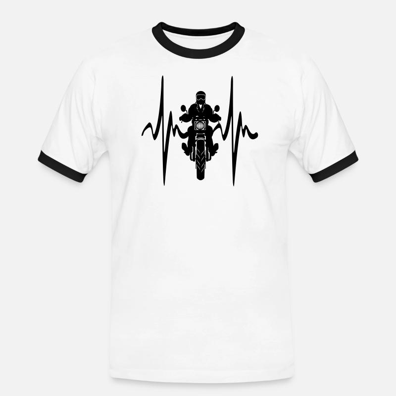 Motorische Frontansicht Cardio-Herzfrequenz - Männer Kontrast-T-Shirt - Weiß/Schwarz