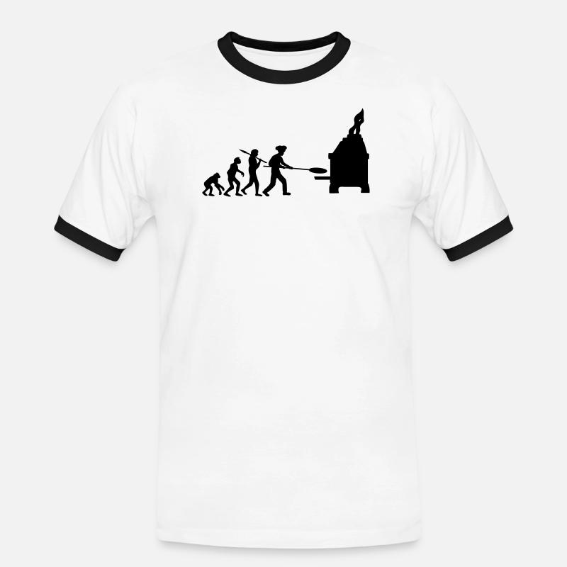 Evolution Pizza Baker - Men's Ringer Shirt - white/black