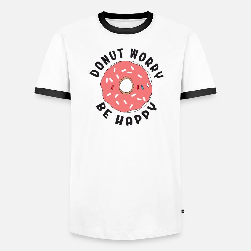 Donut Sorge Sei glücklich - Männer Kontrast-T-Shirt - Weiß/Schwarz