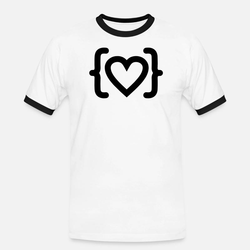 Herz des Programmierer-Code-Logos - Männer Kontrast-T-Shirt - Weiß/Schwarz