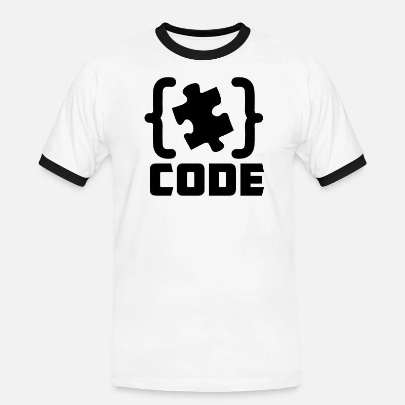 programmer Code puzzle piece solving - Men's Ringer Shirt - white/black