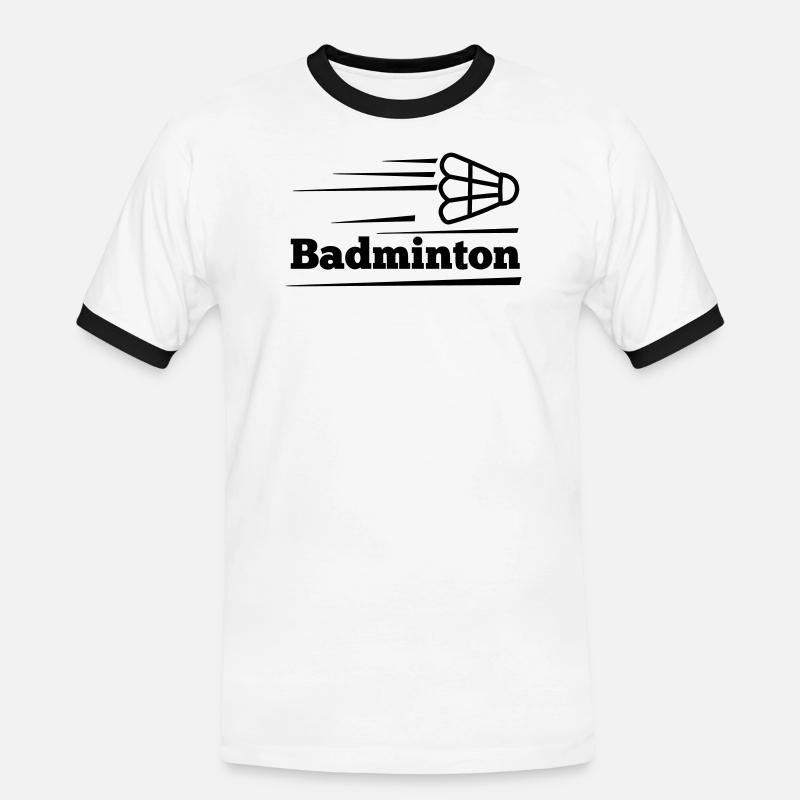Badmintontext mit überfliegendem Shuttle - Männer Kontrast-T-Shirt - Weiß/Schwarz