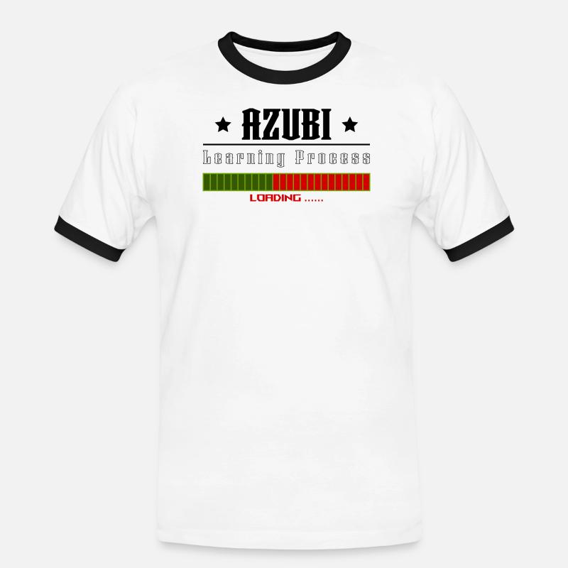 AZUBI learning process loading white tshirt - Männer Kontrast-T-Shirt - Weiß/Schwarz