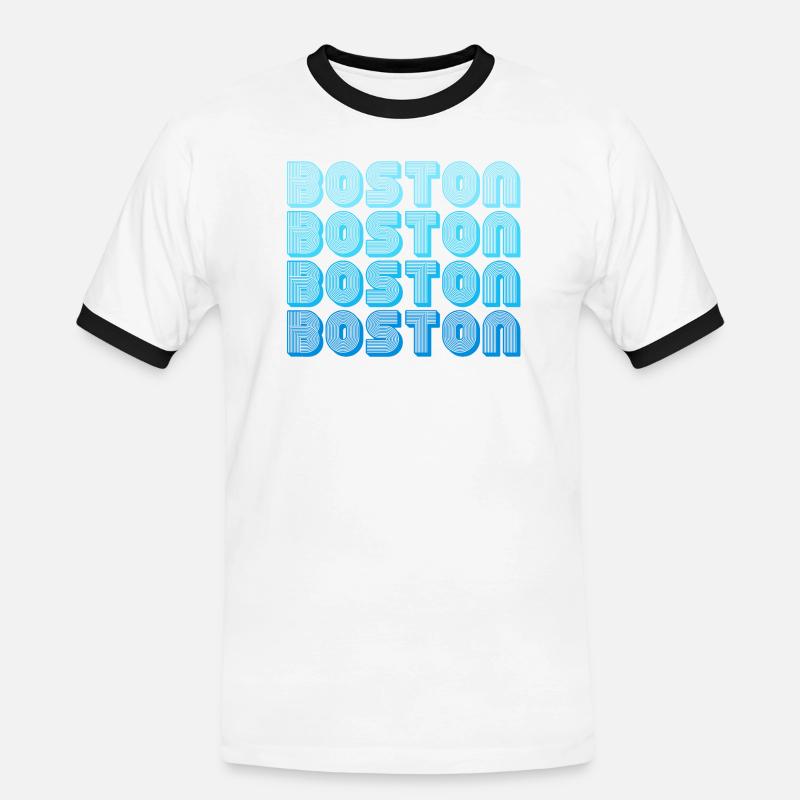 Boston Repeat Pattern Blue Gradient - Men's Ringer Shirt - white/black